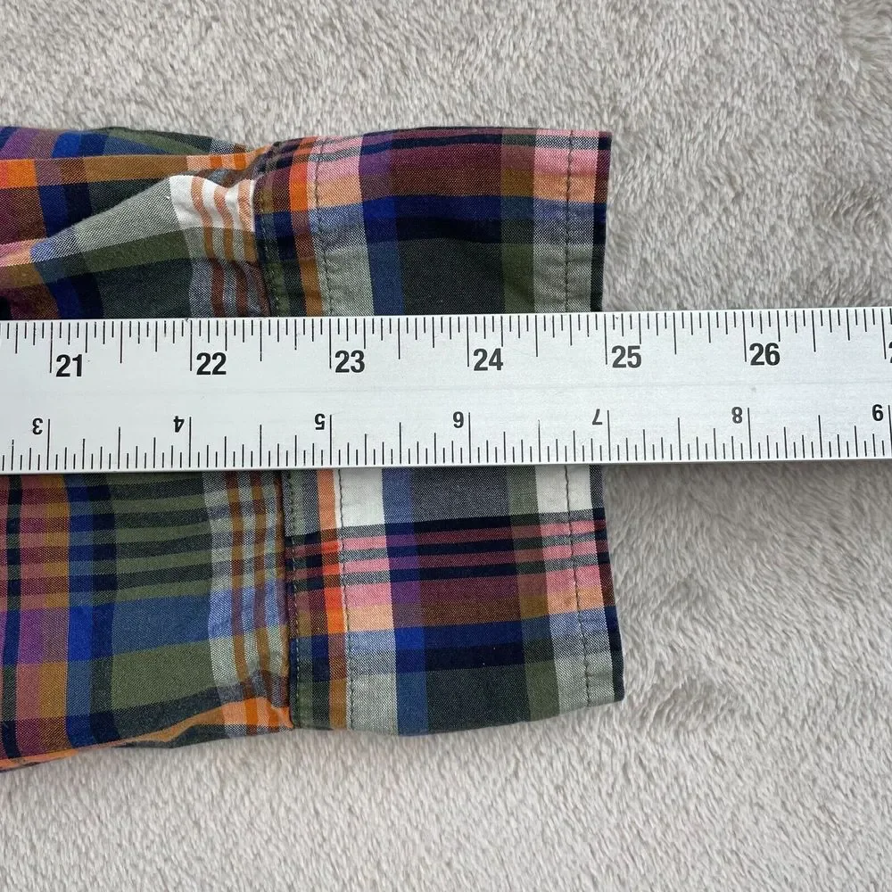 Banana Republic‎ Shirt Men XL Madras Plaid Untucked Long Sleeve Preppy Office